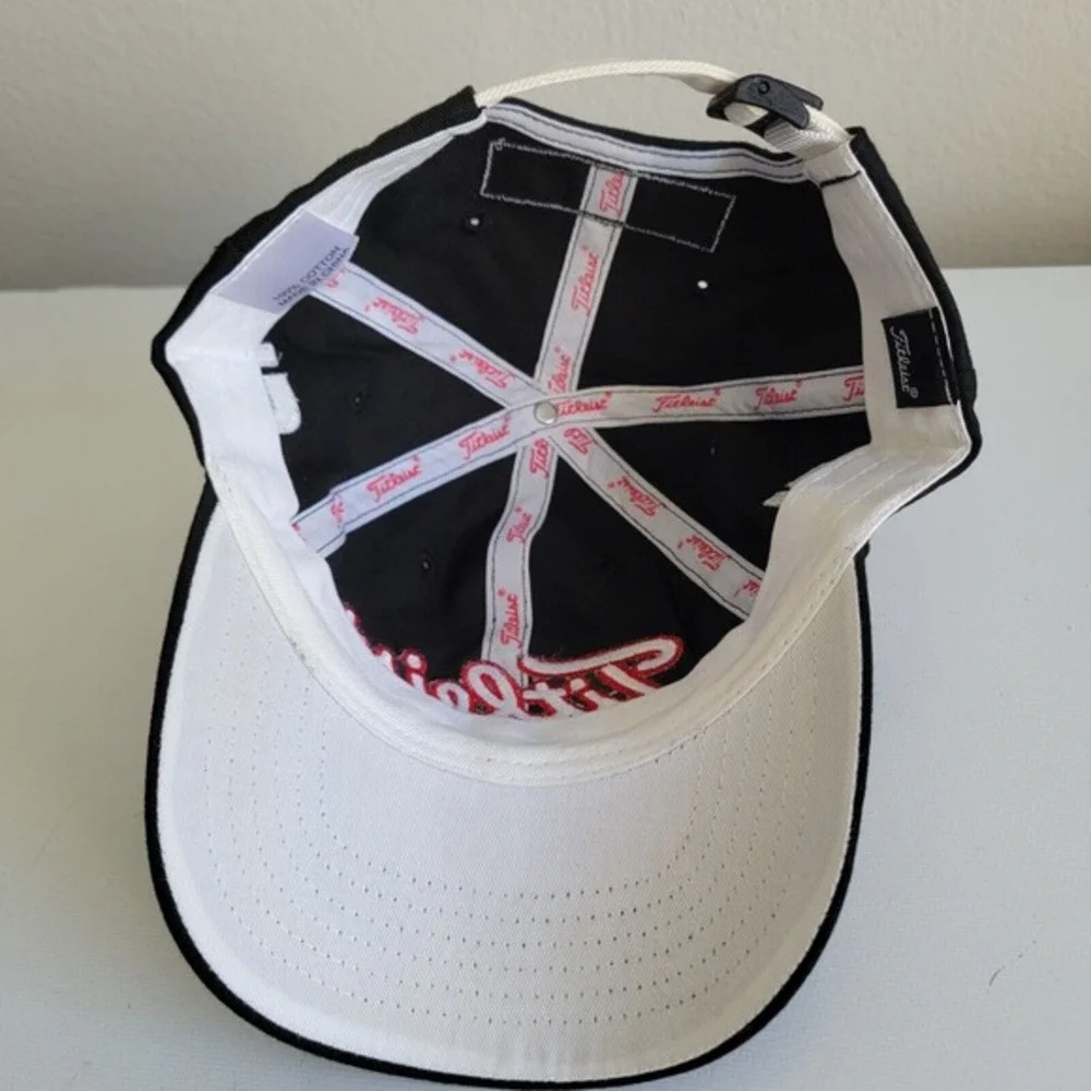 Titleist FootJoy FJ Golf Strapback Hat Cap‎ Logo Black Red Adjustable Men